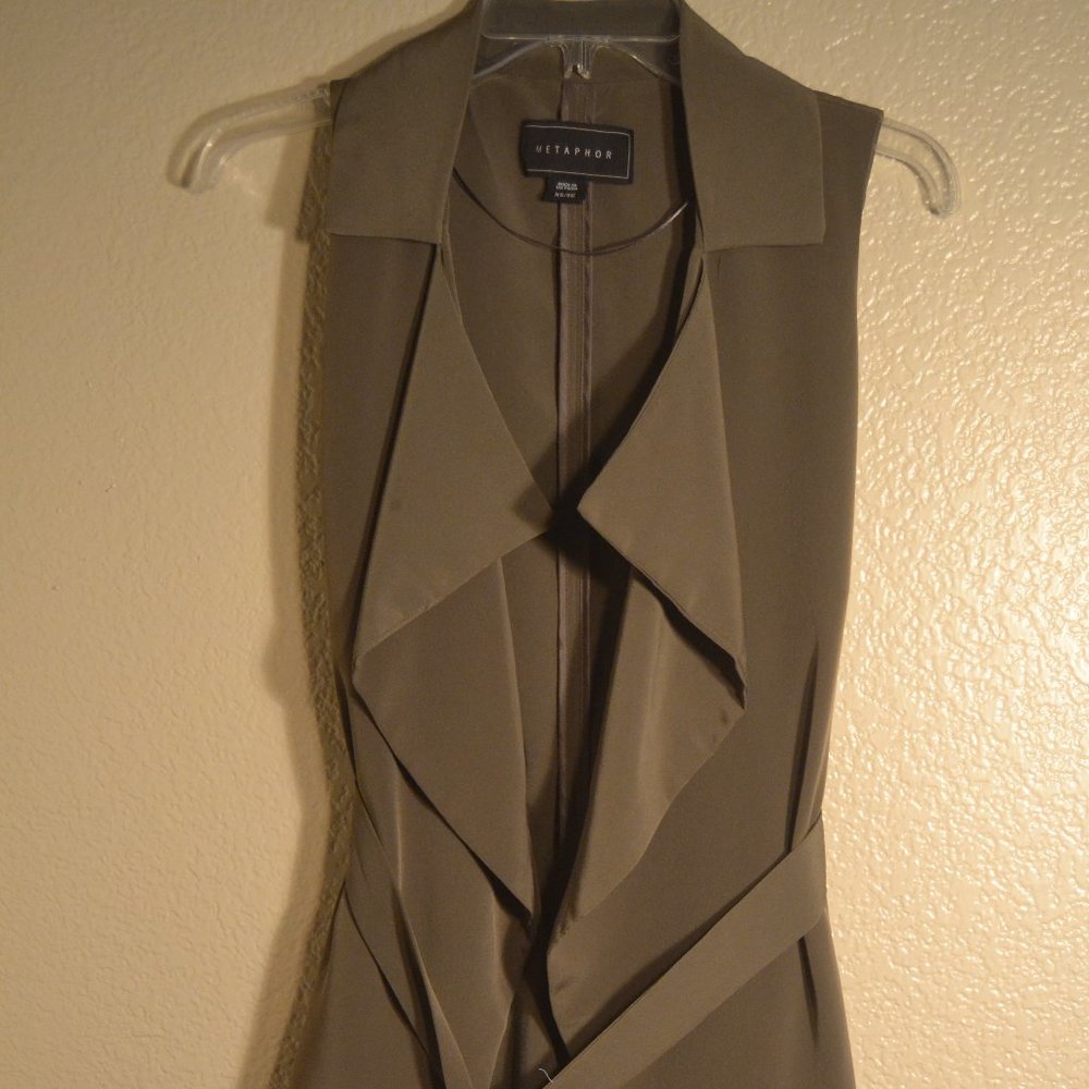 Metaphor - Olive Green Waterfall Sleeveless Coat